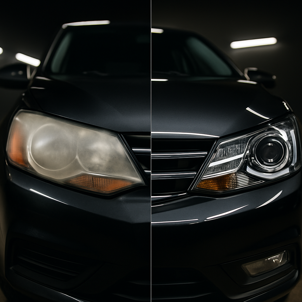 До/После полировки фар